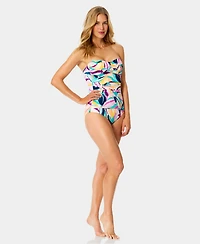 Anne Cole Women's Twist-Front Shirred Bandeau Neck One-Piece Swimsuit