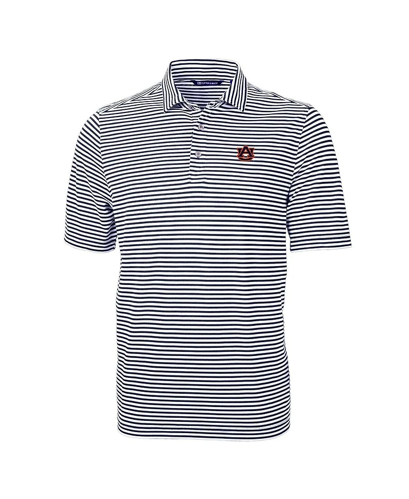 Cutter & Buck Men's Navy Auburn Tigers Virtue Eco Pique Stripe Polo Shirt