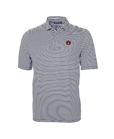 Cutter & Buck Men's Navy Auburn Tigers Virtue Eco Pique Stripe Polo Shirt