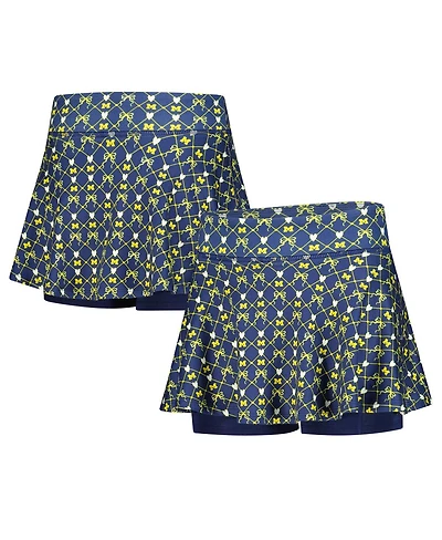 ZooZatz Big Girls Navy Michigan Wolverines All-Over Print Bow Team Logo Skort