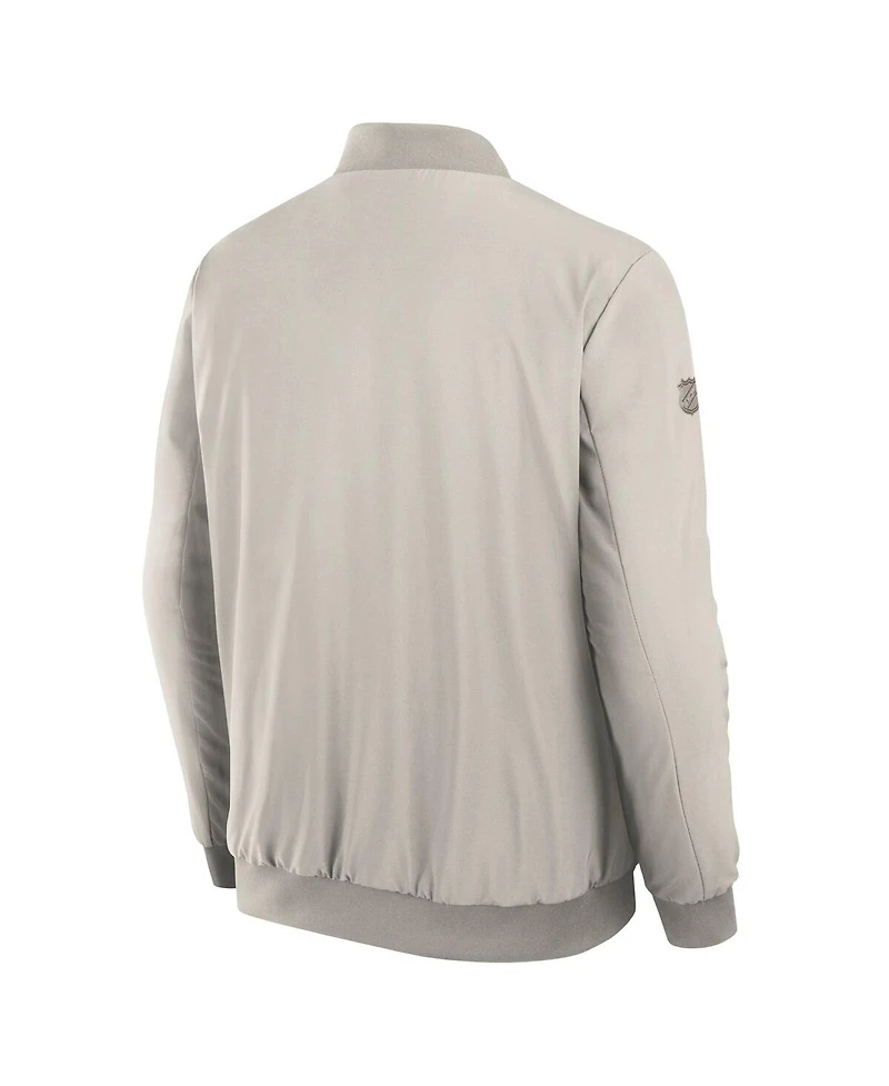 Fanatics Men's Cream Seattle Kraken Authentic Pro Road Full-Zip Bomber Jacket