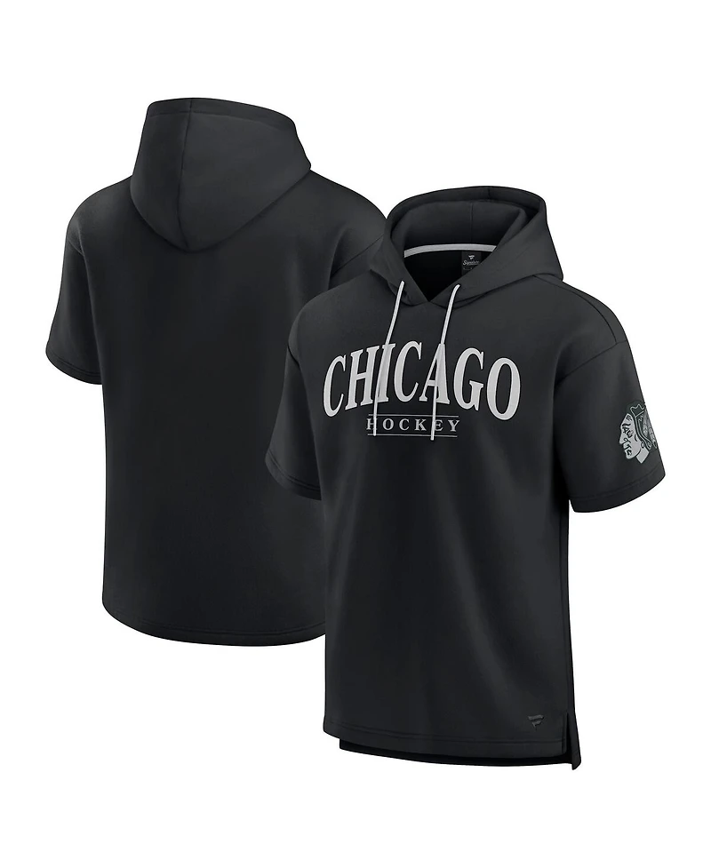 Fanatics Men's Black Chicago Blackhawks Elements Ready Short Sleeve Pullover Hoodie