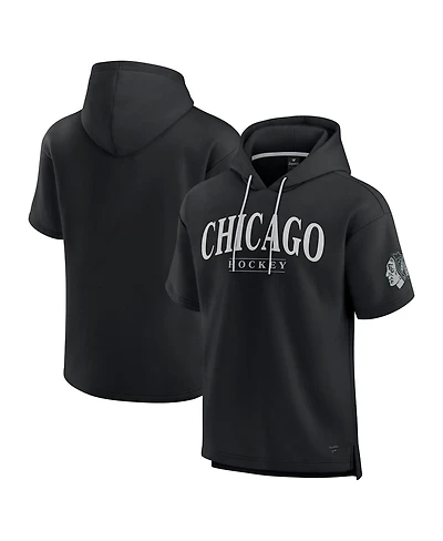 Fanatics Men's Black Chicago Blackhawks Elements Ready Short Sleeve Pullover Hoodie