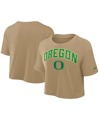 Nike Women's Tan Oregon Ducks Athletic Prep Arch Dri-fit Cropped T-Shirt