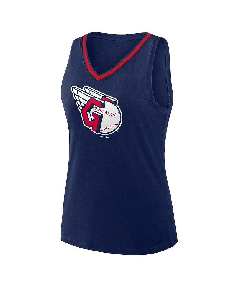 Logo Athletic Women's Navy Cleveland Guardians Stellar Win V-Neck Tank Top