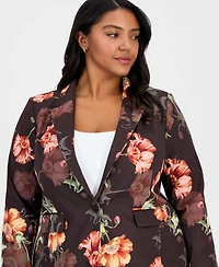 Tahari Asl Plus Printed One-Button Blazer