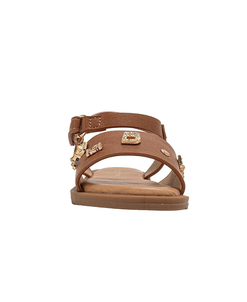 Bebe Big Girls Girl's Fashion Sandals – Dressy Shoes with Decorative Metal Charm