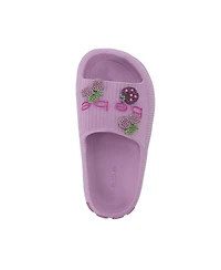 Bebe Little Girls Eva Slide – Lightweight Comfy Sandals with Rhinestone Fruit Patches