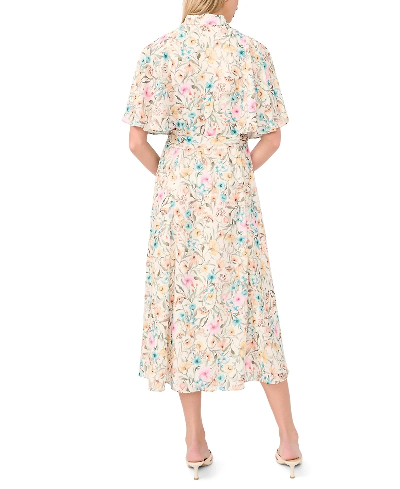 Vince Camuto Women's Flutter-Sleeve Princess Seam Button-Up Shirt Dress