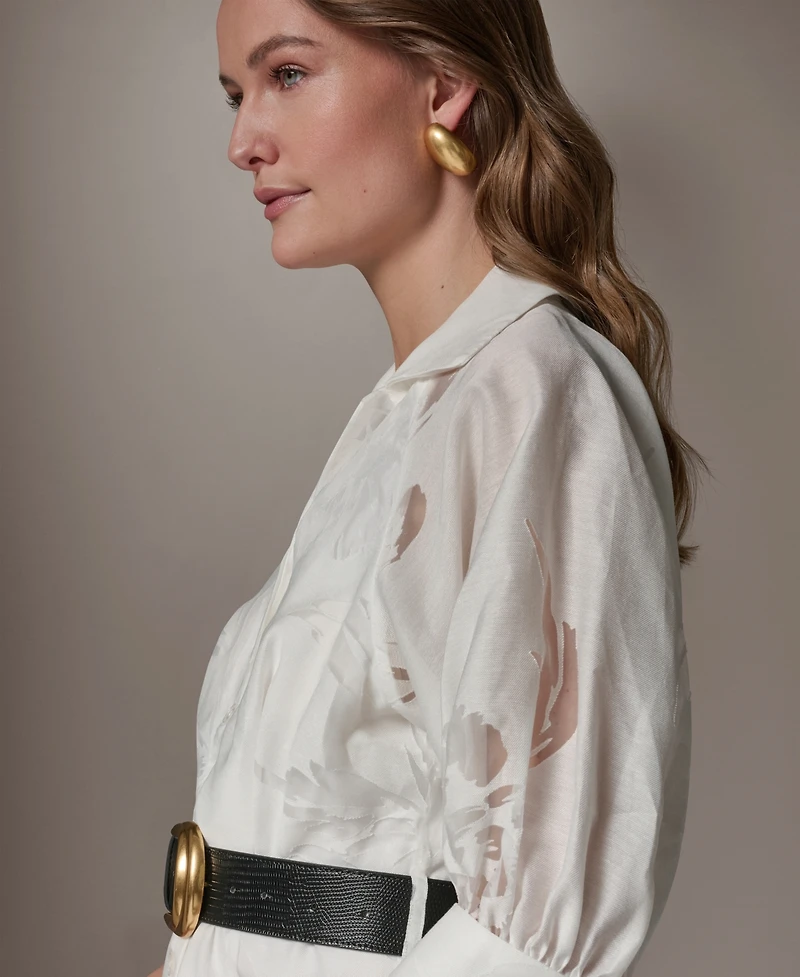 Donna Karan New York Women's Collared Midi Shirt Dress