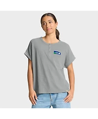 Fanatics Women's Heather Gray Seattle Seahawks Oversized Hometown Premium Henley Shirt