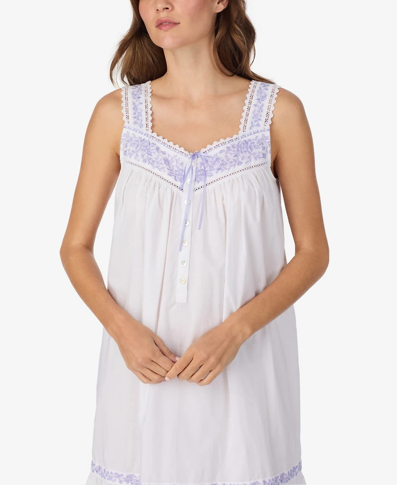 Eileen West Women's Cotton Sleeveless Chemise Night Dress