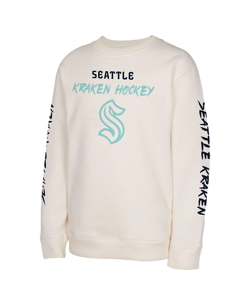 Outerstuff Big Boys and Girls Cream Seattle Kraken Star Power Pullover Sweatshirt