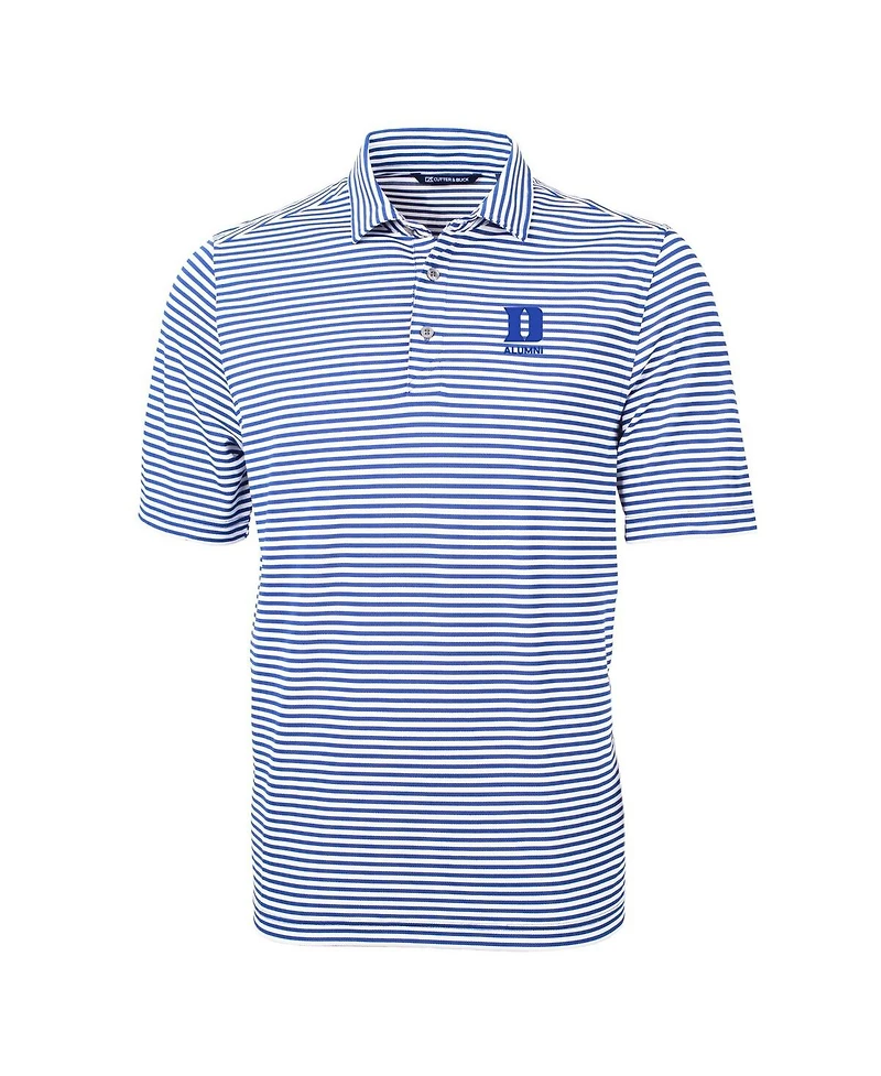 Cutter & Buck Men's Royal Duke Blue Devils Virtue Eco Pique Stripe DryTec Polo Shirt