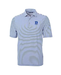Cutter & Buck Men's Royal Duke Blue Devils Virtue Eco Pique Stripe DryTec Polo Shirt