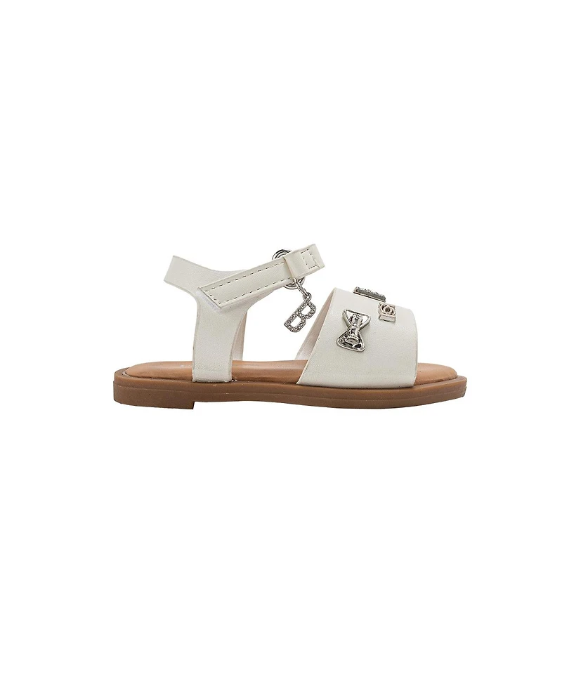 Bebe Little Girls Girl's Fashion Sandals – Dressy Shoes with Decorative Metal Charm