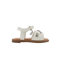 Bebe Little Girls Girl's Fashion Sandals – Dressy Shoes with Decorative Metal Charm