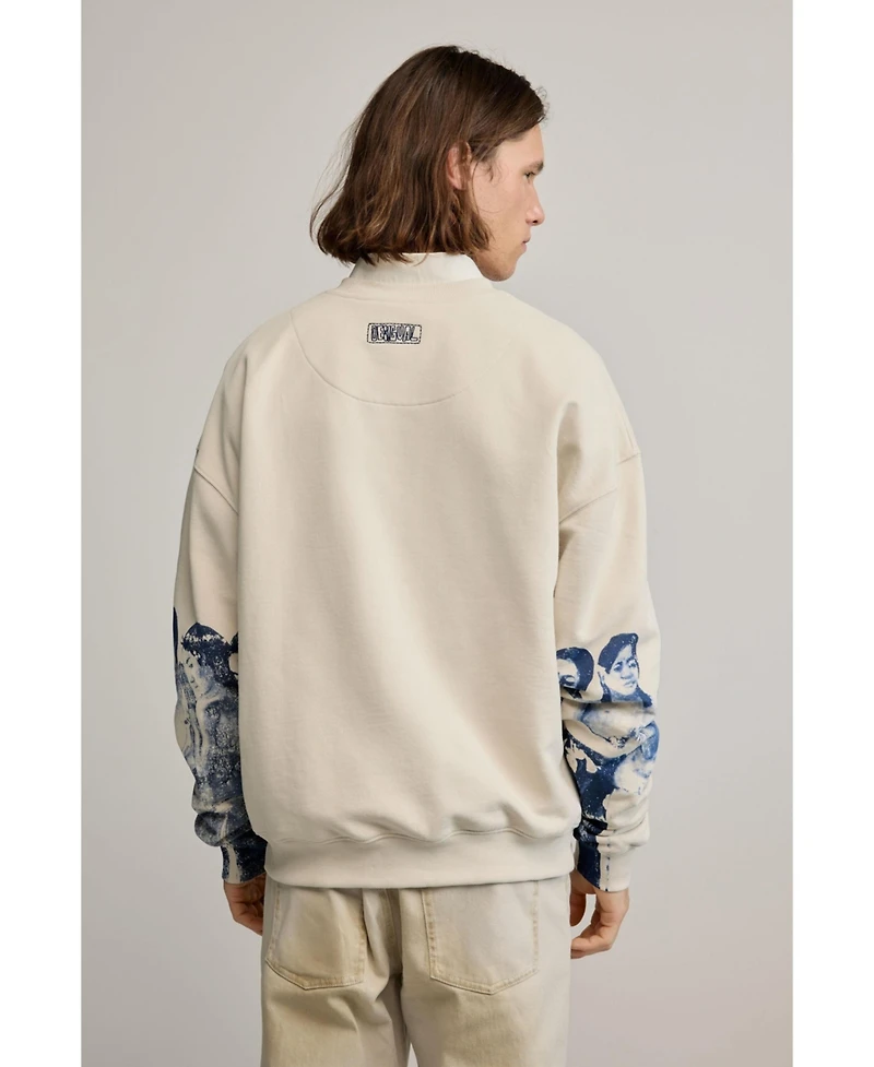 Desigual Men's Sweatshirt With Printed Sleeves