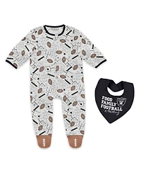 Wear by Erin Andrews Baby Boys and Girls 2-Piece Las Vegas Raiders Sleep Play Full-Zip Sleeper Bib Set