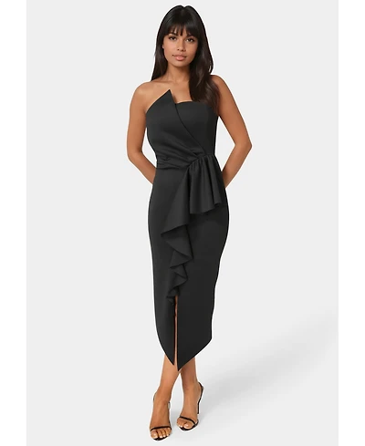 Bebe Women's Strapless Cascade Midi Dress