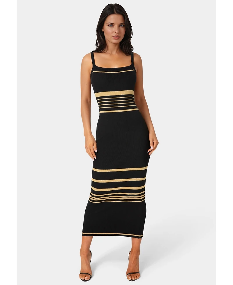 Bebe Women's Illusion Sweater Bodycon Maxi Dress