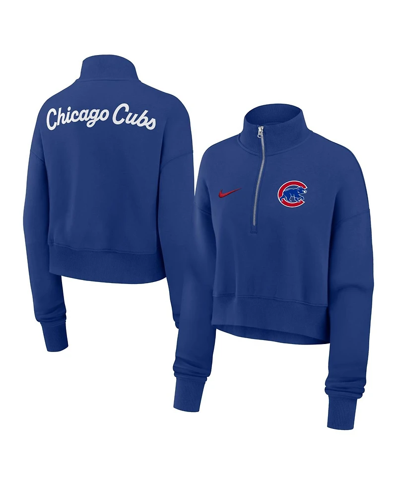Nike Women's Royal Chicago Cubs Primetime Phoenix Fleece Half-Zip Sweatshirt