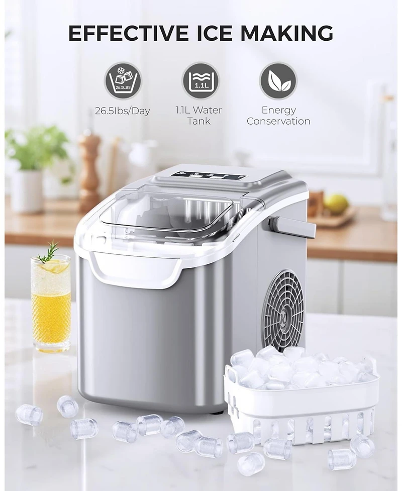 Antarctic Star Portable Countertop Ice Maker, Fast Production with 2 Ice Sizes & Self-Cleaning