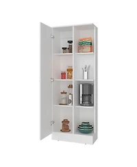 Fm Furniture Rels Kitchen Storage Cabinet with 3 Shelves and 2 Closed Compartments, White