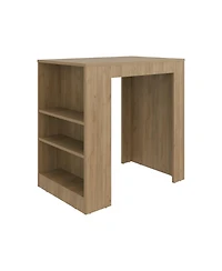 Fm Furniture Harlan Kitchen Island, Counter Height Table Top with 3-Side Shelf