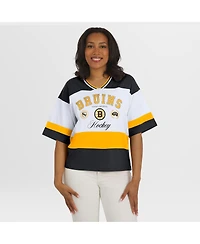 Wear by Erin Andrews Women's Black/White Boston Bruins Jersey Style T-Shirt