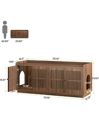 Tribesigns 2 Cats Litter Box Enclosure, 55.1-Inch Extra Large Hidden Litter Box Furniture