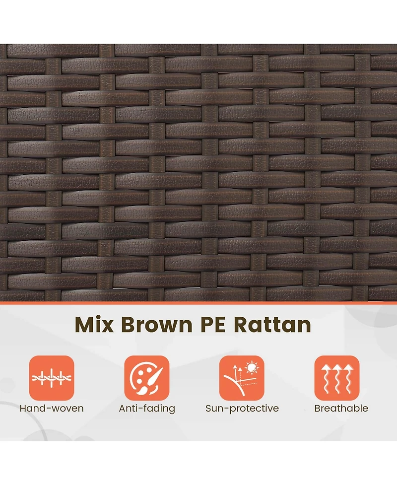 Gymax Set of 8 Furniture Set w/ Washable Cushions and Tempered Glass Coffee Table