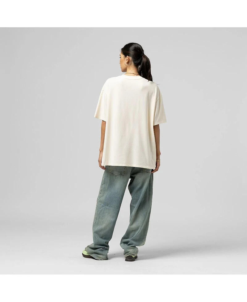 Mitchell & Ness Women's Cream New England Patriots Logo Rise Boyfriend T-Shirt