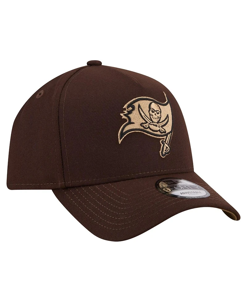 New Era Men's Dark Brown Tampa Bay Buccaneers Burnt Wood A-Frame 9FORTY Adjustable Hat
