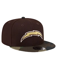 New Era Men's Dark Brown Los Angeles Chargers Burnt Wood Camo 9FIFTY Snapback Hat