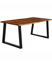 Gymax Rectangular Acacia Wood Dining Table Rustic Indoor &Outdoor Furniture