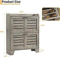 gaomon "Shoe cabinet with 2 flip drawers, freestanding slim organizer with hooks, narrow hidden shoe storage for entryway."