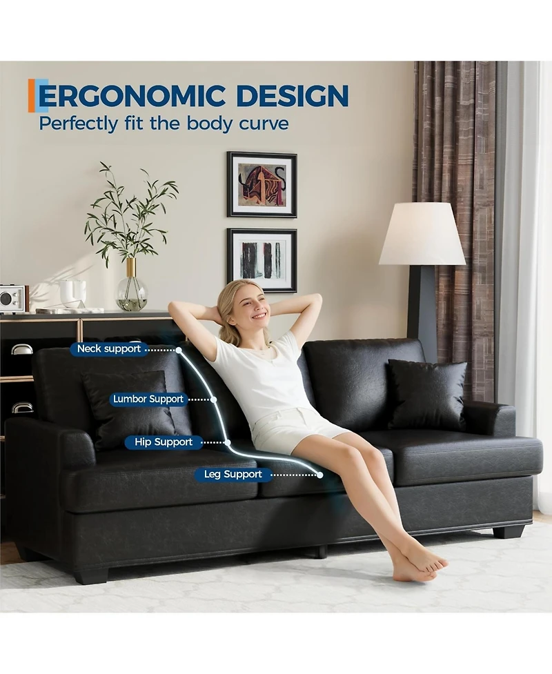 gaomon Modern Sofa with 2 Throw Pillows, Deep Seat Couch Upholstered Cushion & Removable Cover