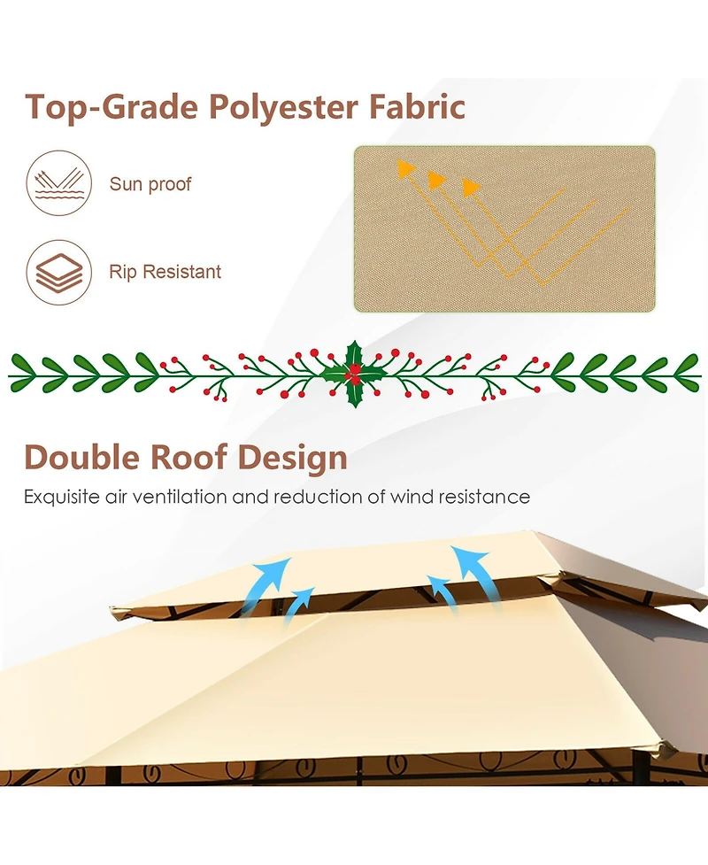 Gymax 2-Tier 10'x13' Steel Gazebo Canopy Tent Shelter Patio Garden Outdoor Netting