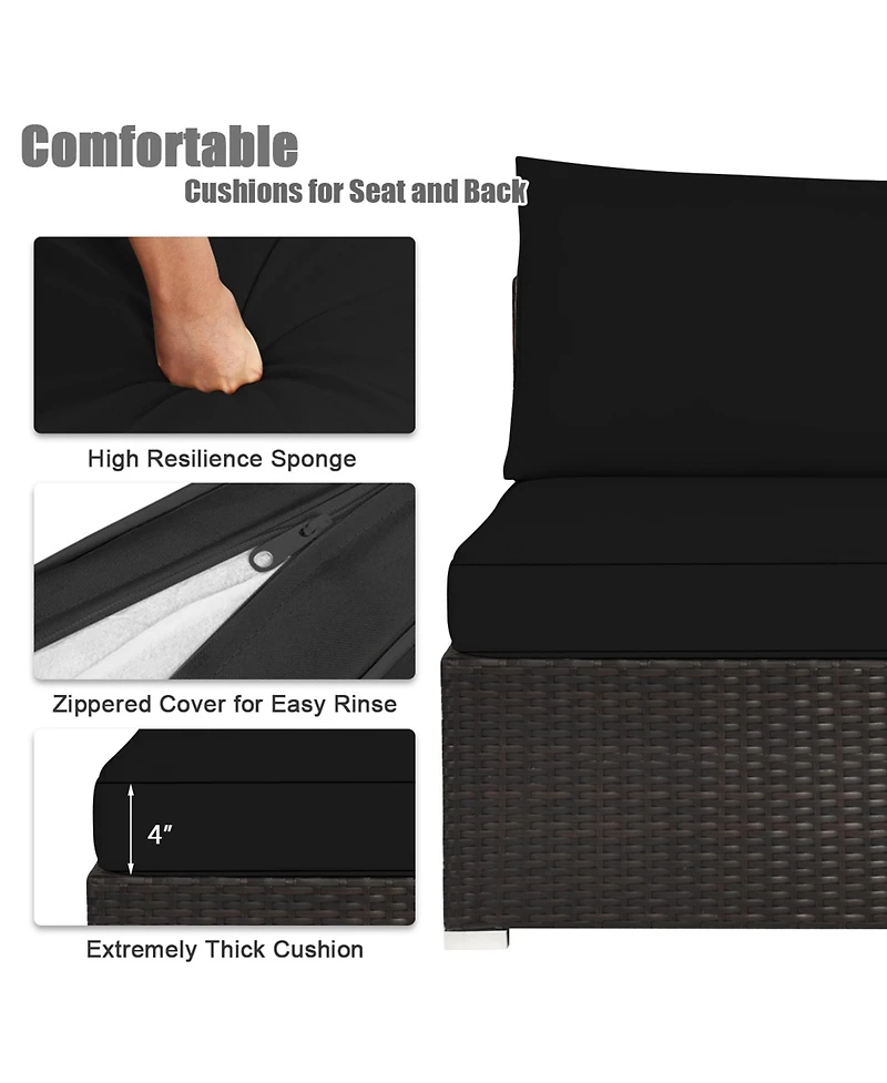 Gymax 6PCS Rattan Patio Sectional Sofa Set Outdoor Furniture Set w/ Cushions