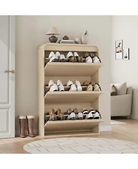 gaomon Shoe Cabinet with 3 Flip Drawers Wooden Cabinet with Adjustable Shelves,Hidden Handle Modern Shoe Organizer for Entryway Hallway Living Room