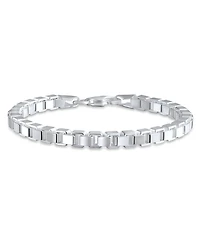 Bling Jewelry .925 Sterling Silver Strong Venetian Square Box Link Chain Bracelet Made In Italy