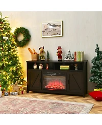 Gymax 59'' Fireplace Tv Stand W/ 25'' 1350W Electric Heater Coffee