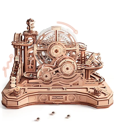 Robotime 3D Wooden Puzzle for Adult, Wooden Marble Run Set, Model Building Kits, Diy Gear Ball Challenge