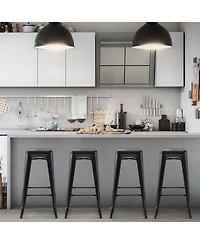 Gymax 30'' Set of 4 Stackable Backless Metal Bar Stools w/ Footrest for Kitchen