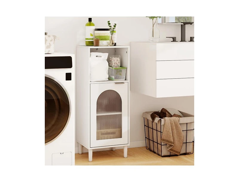 Slickblue Wood Bathroom Side Storage Cabinet with Adjustable Shelf