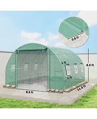 Outsunny Walk-in Tunnel house with Shelves, Hoop