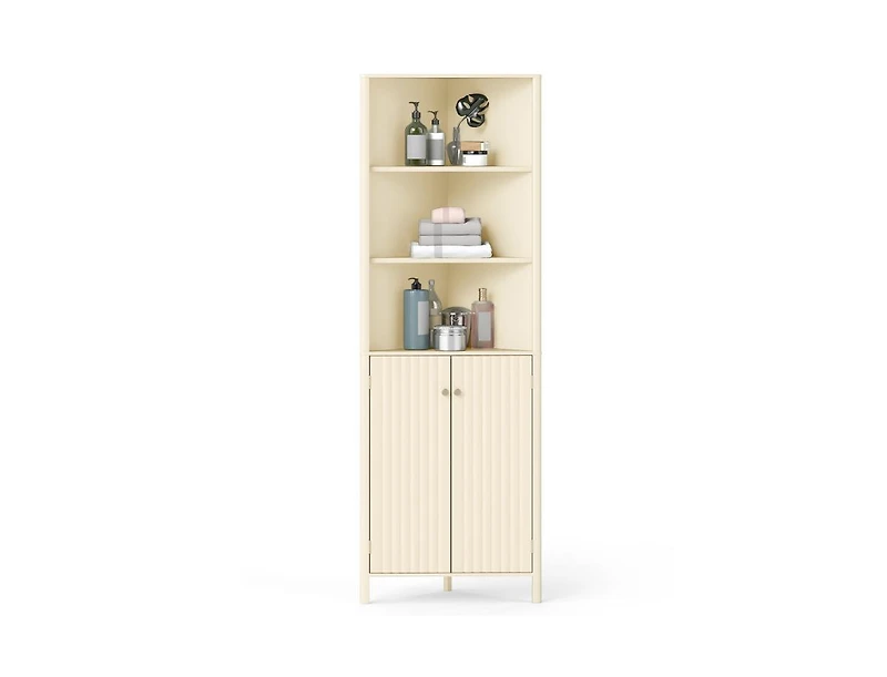 Slickblue Tall Corner Bathroom Cabinet 68 Inch with Fluted Doors