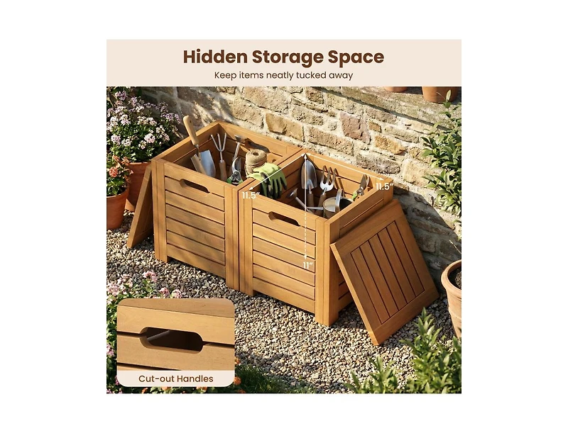 Slickblue Set of 3 Outdoor Acacia Wood Coffee Table and Stool Set