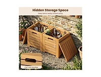 Slickblue Set of 3 Outdoor Acacia Wood Coffee Table and Stool Set